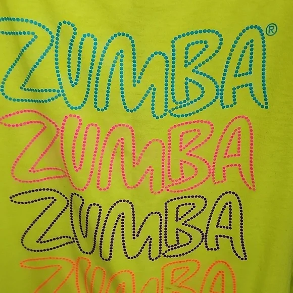 Zumba Neon Yellow Graphic Sweatshirt Size Large - Picture 3 of 7